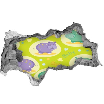 Dziura 3d foto tapeta naklejka Hipopotamy