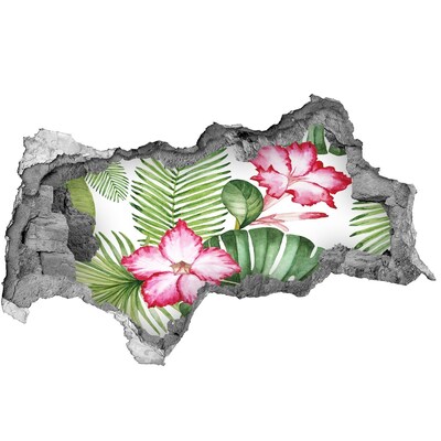 Okleina 3D dziura na ścianę Tropikalne kwiaty