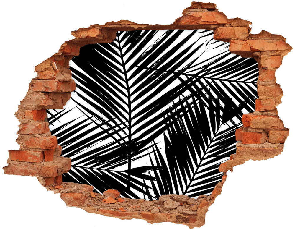 Naklejka 3D dziura na ścianę Liście palmy