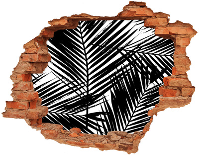 Naklejka 3D dziura na ścianę Liście palmy