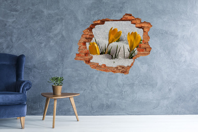Samoprzylepna naklejka fototapeta Krokusy w śniegu