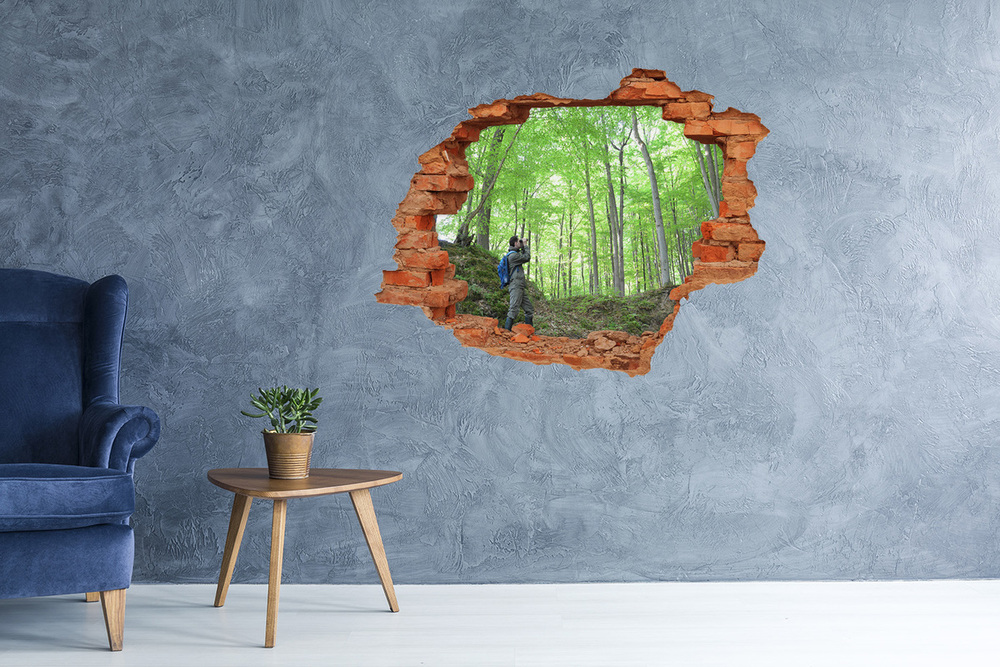 Fototapeta dziura na ścianę Ornitolog w lesie