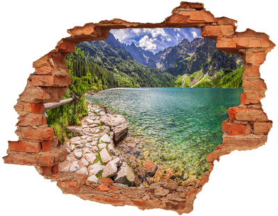 Dziura 3d w ścianie naklejka Morskie oko Tatry