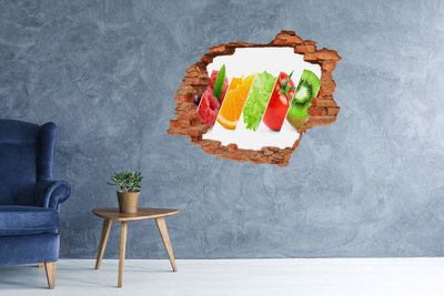 Naklejka 3D dziura samoprzylepna Owoce i warzywa