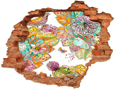 Dziura 3d fototapeta naklejka Ptak i ornamenty