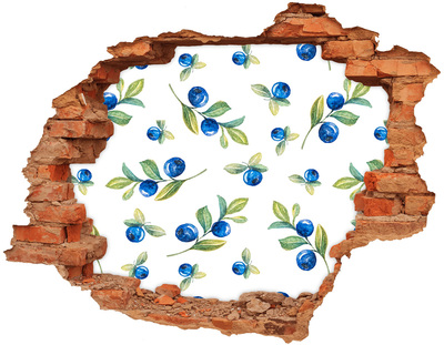 Naklejka 3D dziura na ścianę beton Borówki