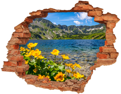 Dziura 3d w ścianie naklejka Jezioro w górach