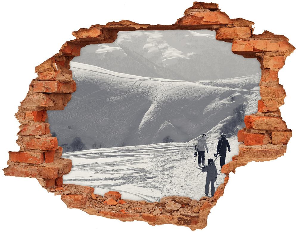 Fototapeta dziura na ścianę Narciarze