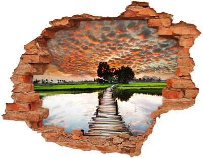 Samoprzylepna dziura na ścianę Drewniany most