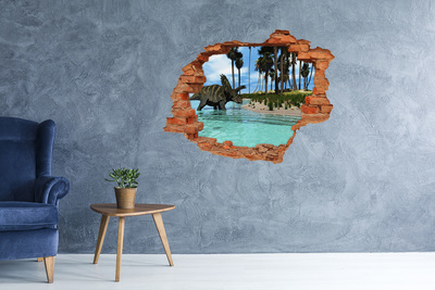 Dziura 3d fototapeta na ścianę Dinozaury