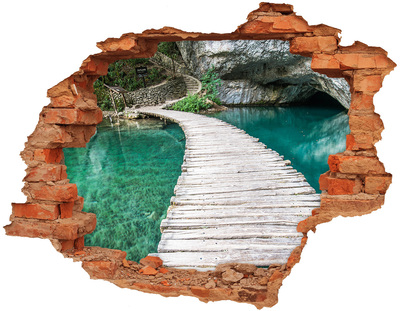 Dziura 3d w ścianie naklejka Jeziora Plitwickie