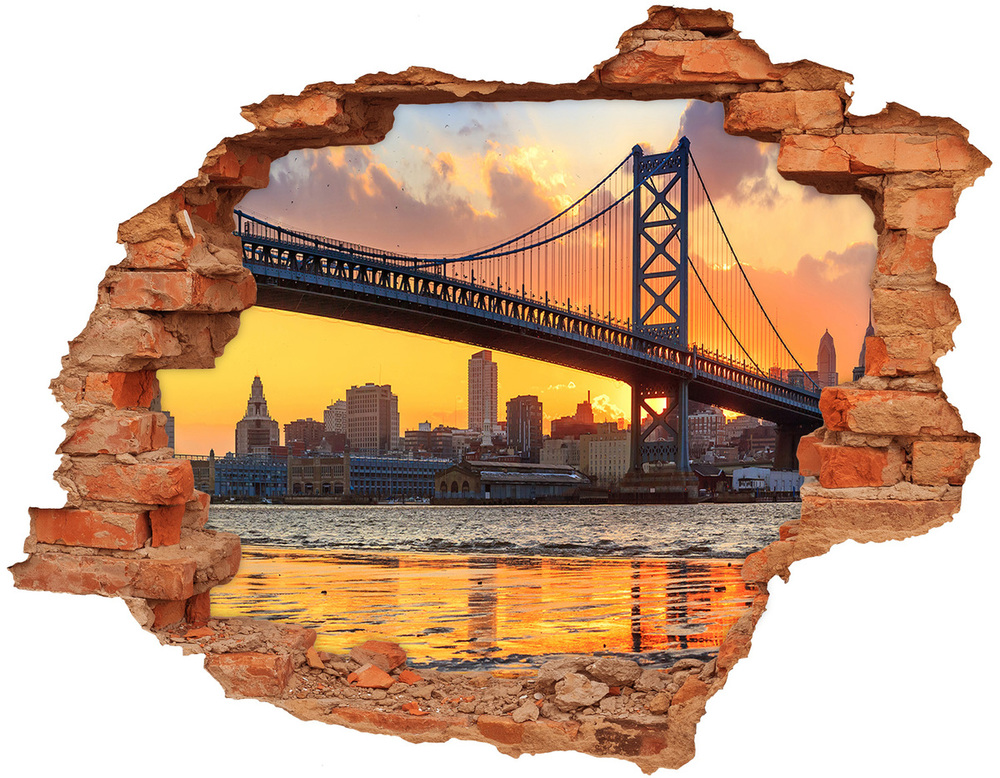 Fototapeta dziura na ścianę 3d Most Filadelfia