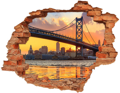 Fototapeta dziura na ścianę 3d Most Filadelfia