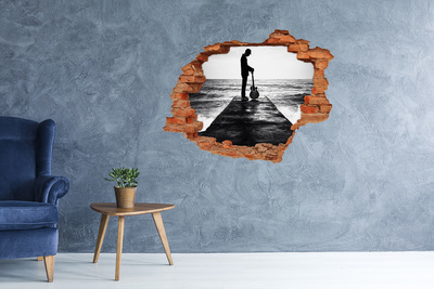 Fototapeta dziura na ścianę Gitarzysta na molo