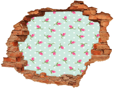 Naklejka 3D dziura na ścianę Róże wzór