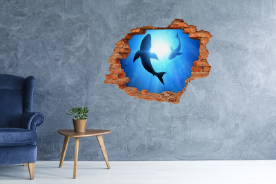Dziura 3d fototapeta naklejka Dwa rekiny