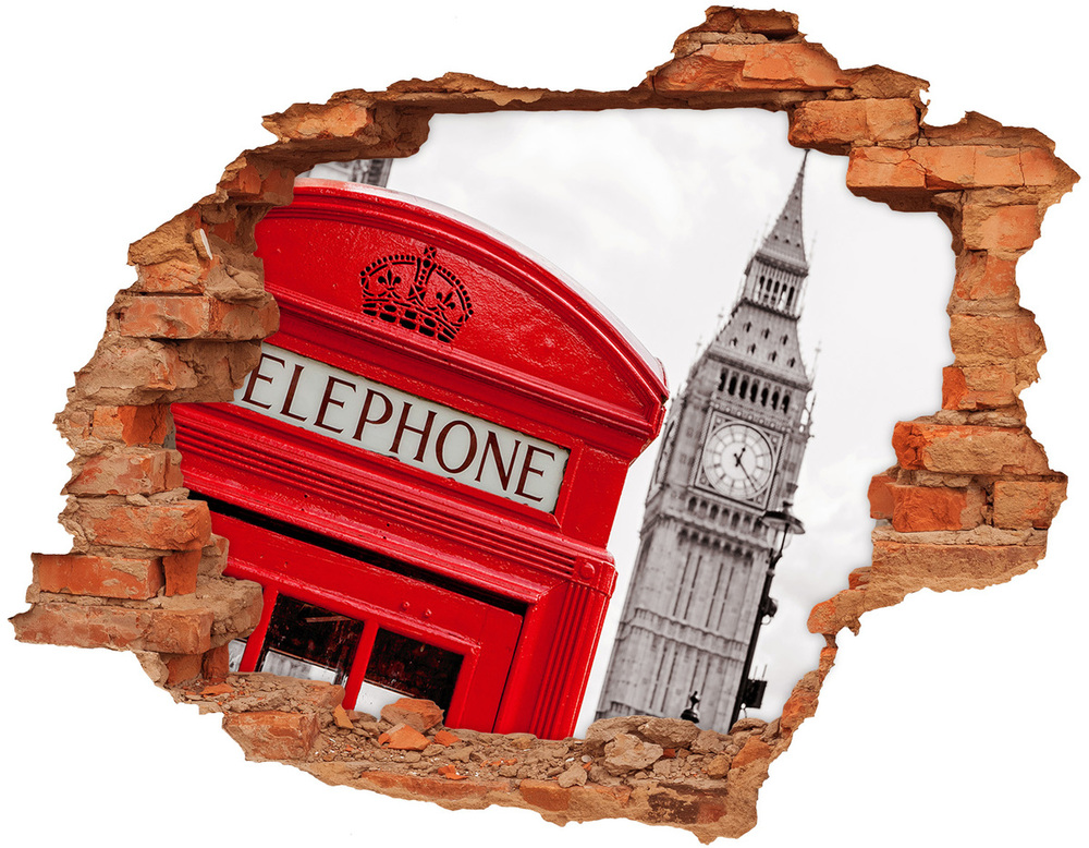 Fototapeta dziura na ścianę 3d Budka telefoniczna