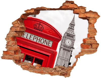 Fototapeta dziura na ścianę 3d Budka telefoniczna