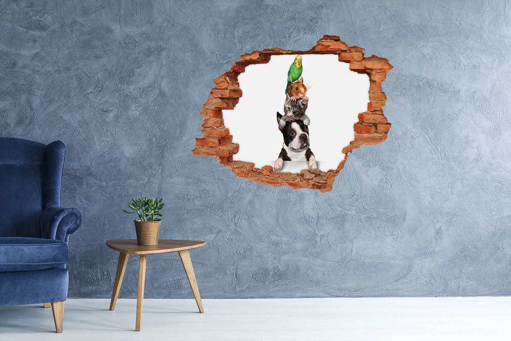 Dziura 3d fototapeta na ścianę Grupa zwierząt