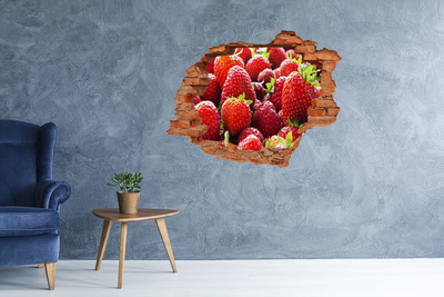 Naklejka 3D dziura okleina beton Truskawki