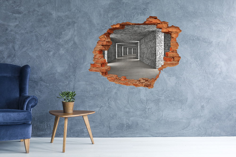 Dziura 3d fototapeta naklejka Tunel z cegły