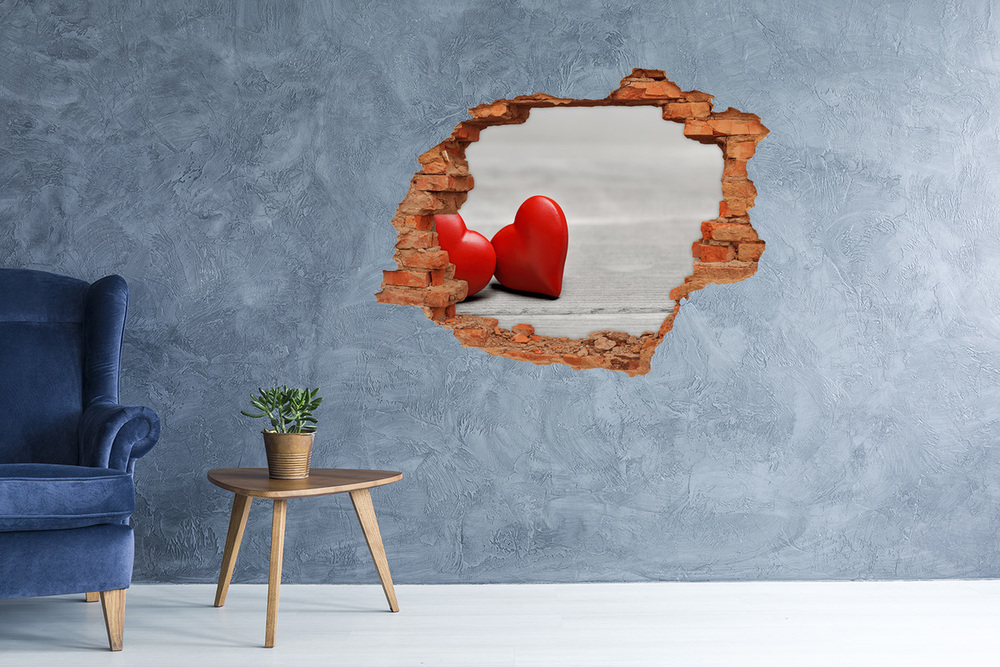 Fototapeta dziura na ścianę Serca na drewnie