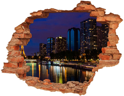 Fototapeta dziura na ścianę 3d Paryż nocą