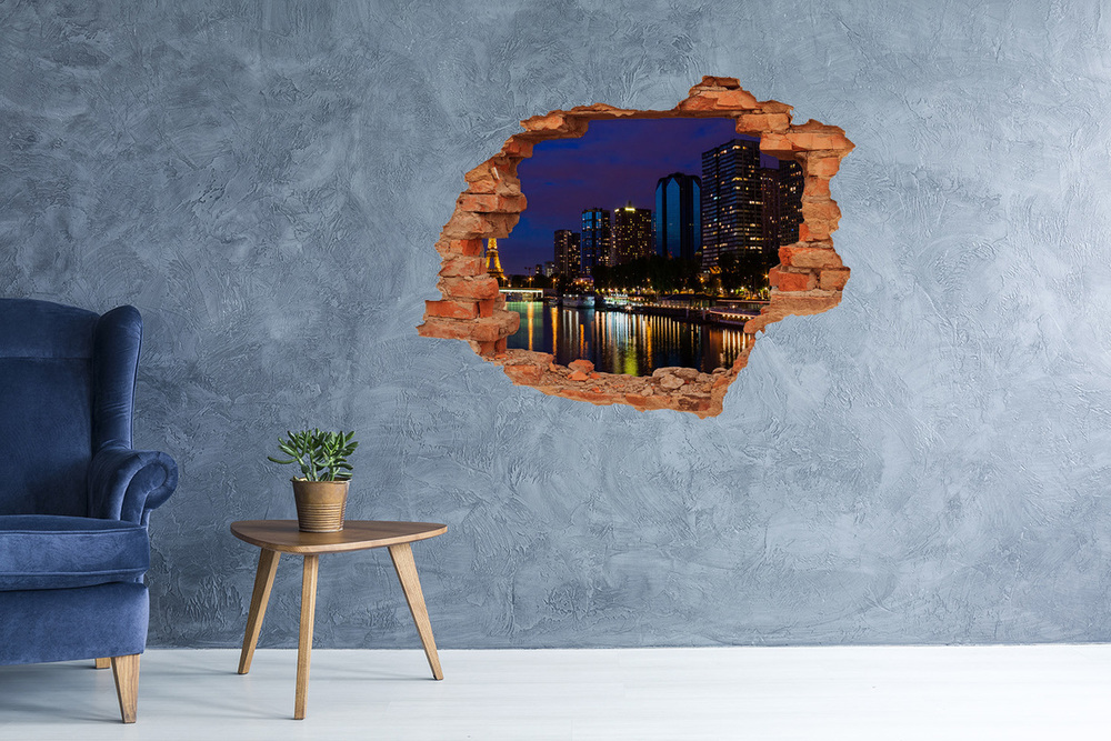 Fototapeta dziura na ścianę 3d Paryż nocą