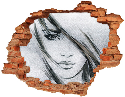 Dziura 3d fototapeta naklejka Portret kobiety
