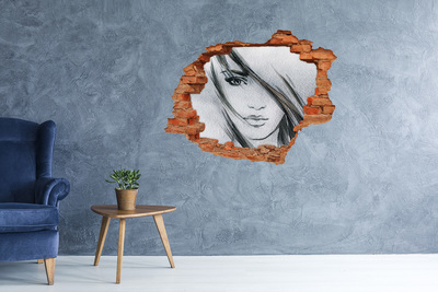 Dziura 3d fototapeta naklejka Portret kobiety