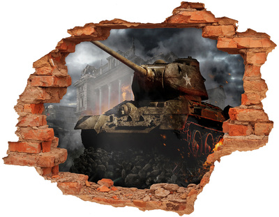 Fototapeta dziura na ścianę Czołg