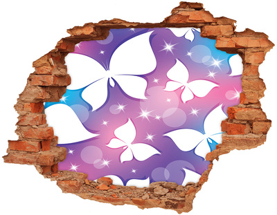 Dziura 3d fototapeta ścienna Naklejka Motyle