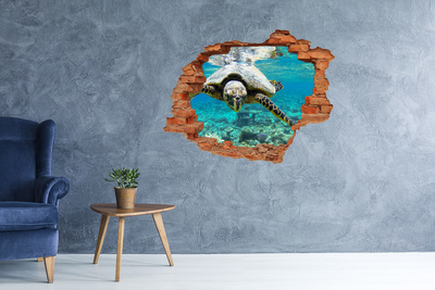 Dziura 3d fototapeta naklejka Żółw morski