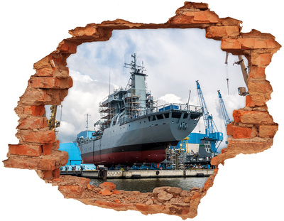 Fototapeta dziura na ścianę Stocznia statek