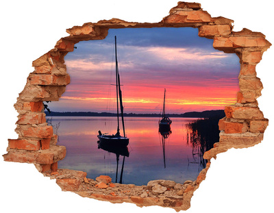 naklejka fototapeta 3D Żaglówki o zachodzie