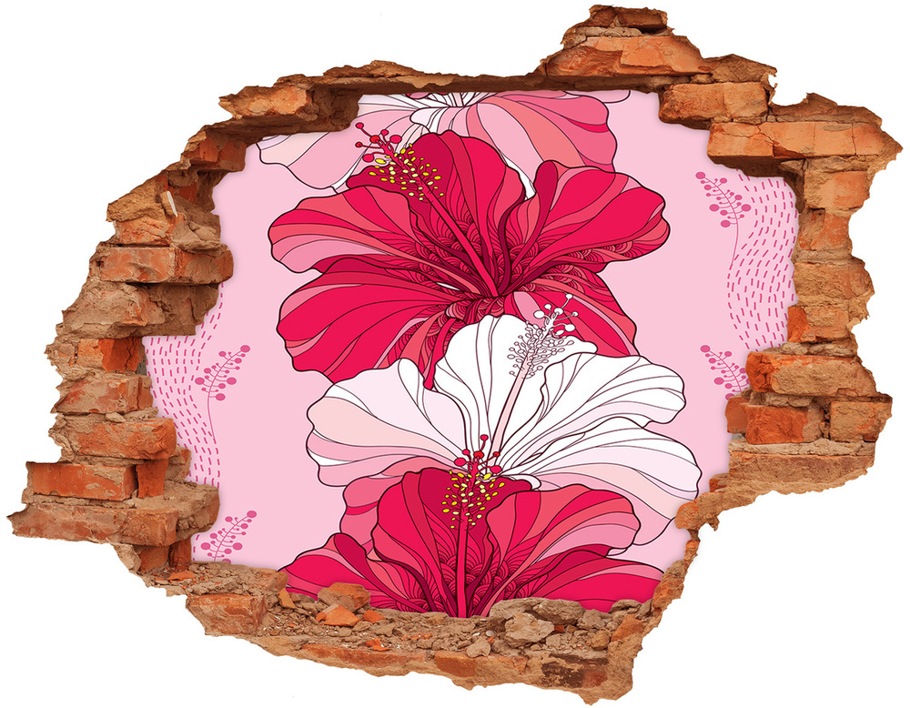 Naklejka 3D dziura na ścianę Kolorowe tulipany