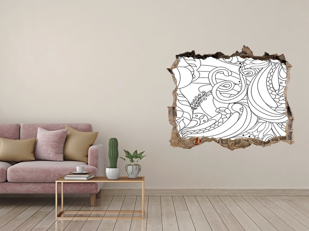 Naklejka 3D dziura na ścianę Ornamenty