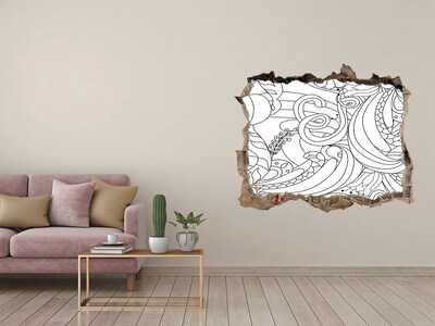 Naklejka 3D dziura na ścianę Ornamenty