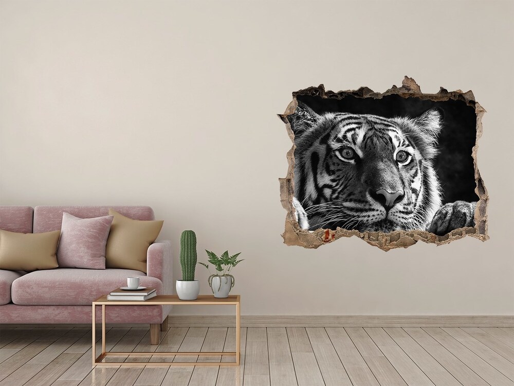 Dziura 3d fototapeta naklejka Tygrys