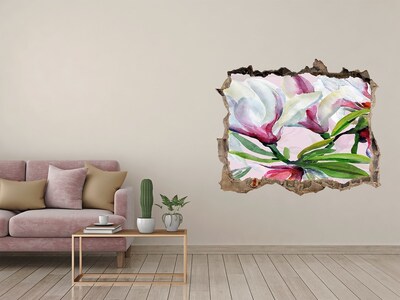 Naklejka 3D dziura na ścianę Kwiaty magnolii