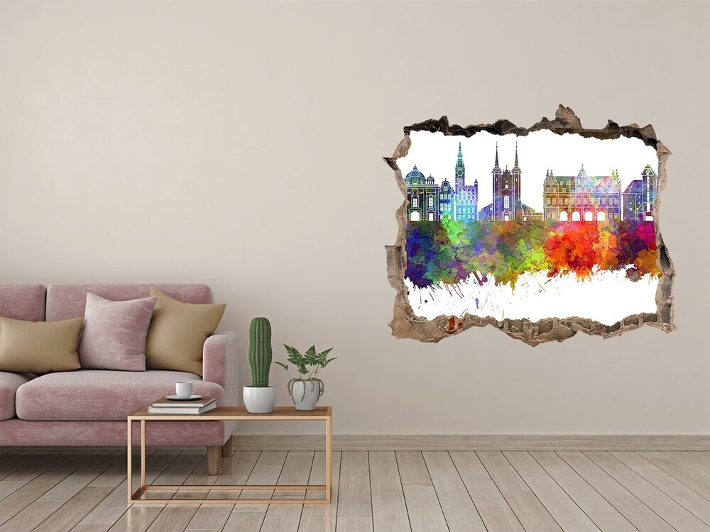 Fototapeta dziura na ścianę Kolorowy Gdańsk