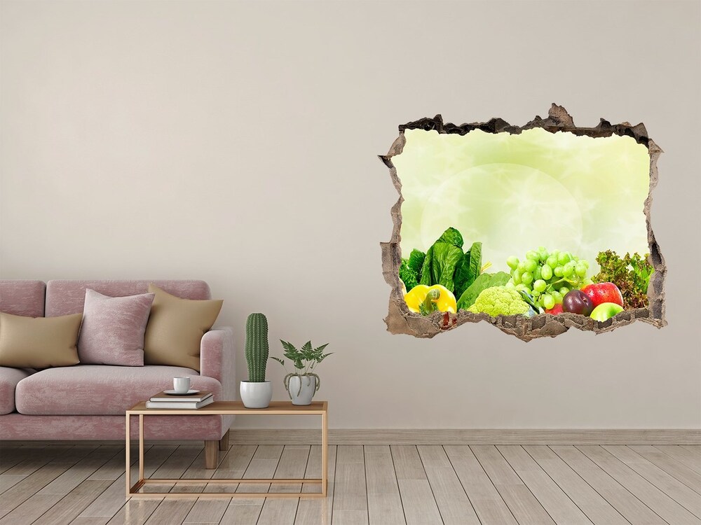 Naklejka 3D dziura na ścianę Warzywa