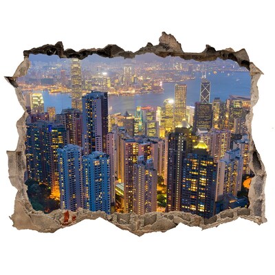 Fototapeta dziura na ścianę Hongkong nocą