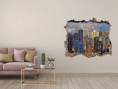 Fototapeta dziura na ścianę Hongkong nocą