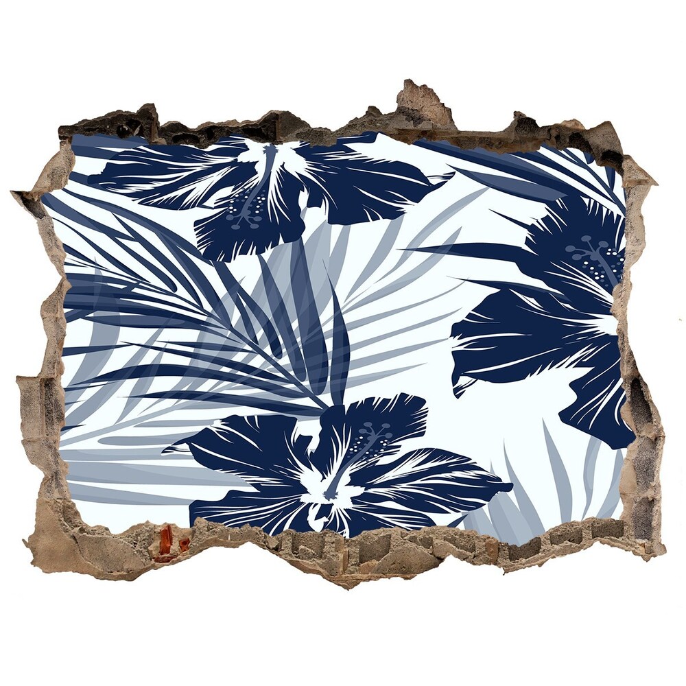 Naklejka 3D dziura na ścianę Tropikalne kwiaty