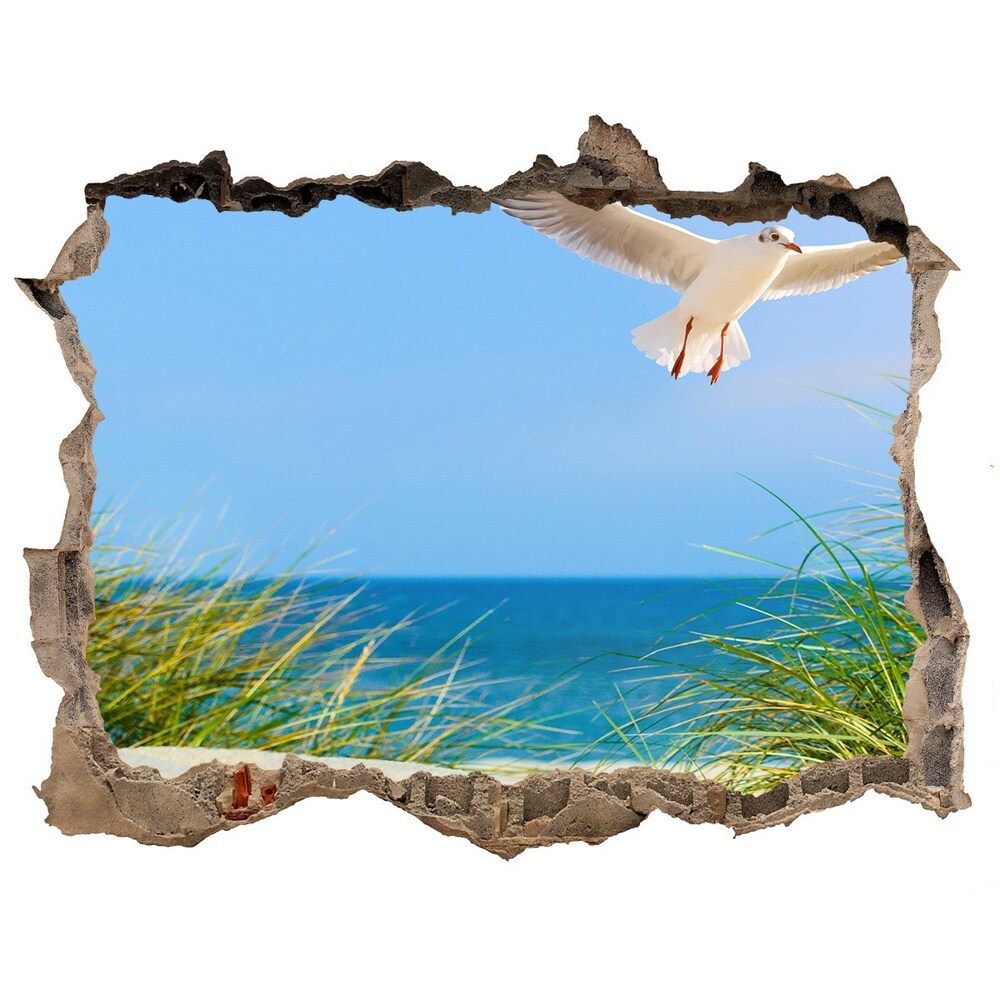 Dziura 3d w ścianie naklejka Mewa na plaży