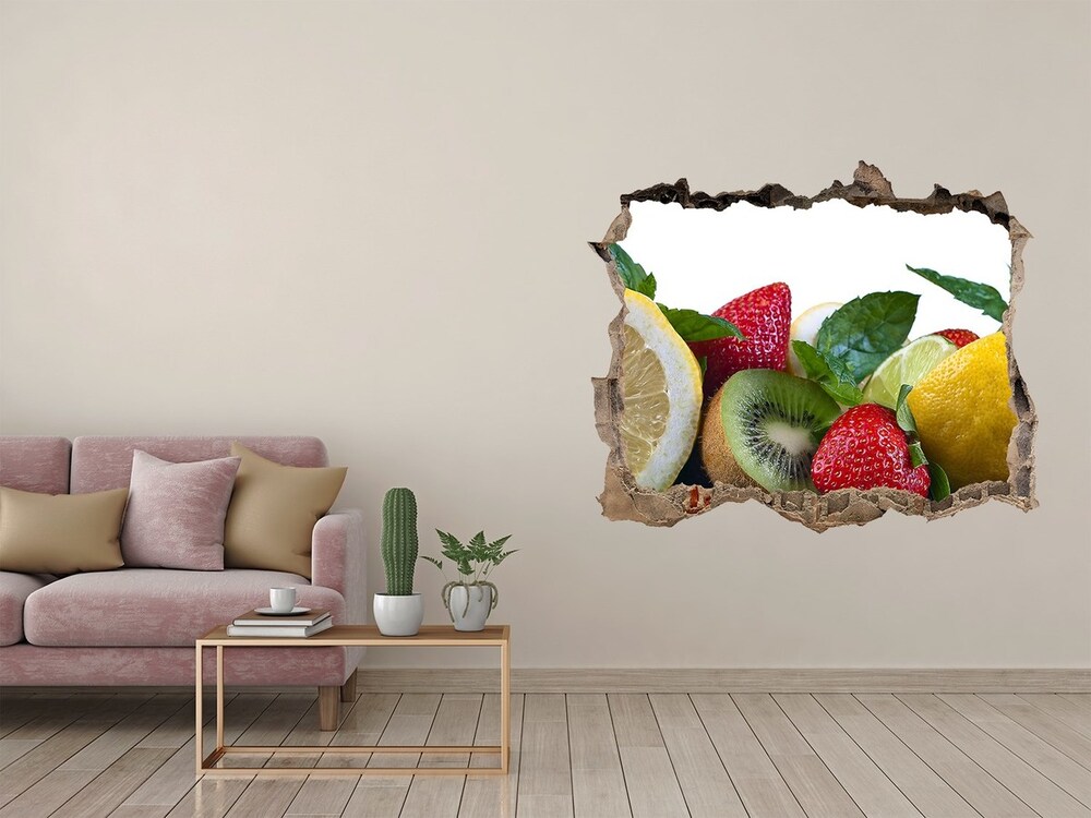 Naklejka 3D dziura na ścianę Owoce i warzywa
