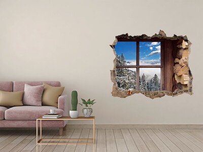 Fototapeta dziura na ścianę Zima za oknem