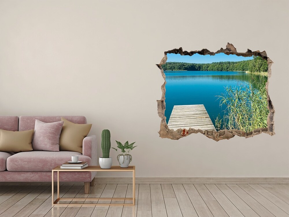 Dziura 3d w ścianie na ścianę Molo nad jeziorem