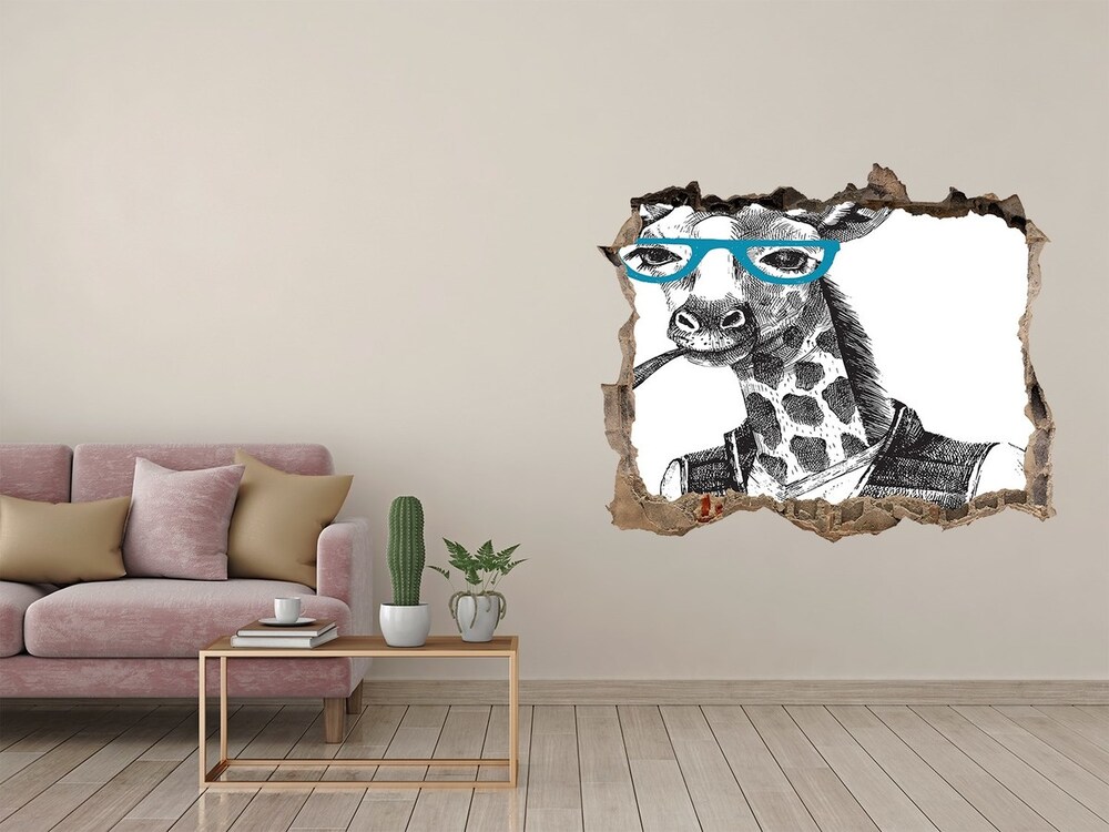 Dziura 3d fototapeta naklejka Żyrafa w okularach
